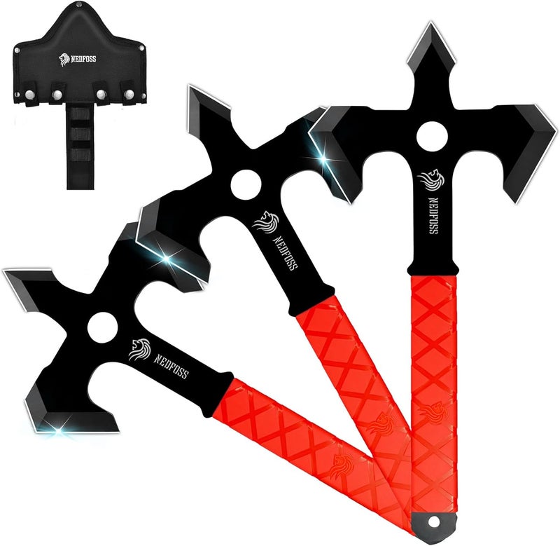 NedFoss Axe Throwing, 11.9" Full Tang Triple Edge Throwing Axe with Sheath TPE Rubber Handle, Axe Throwing Set 3, Axe for Throwing for Gifts - Image 1